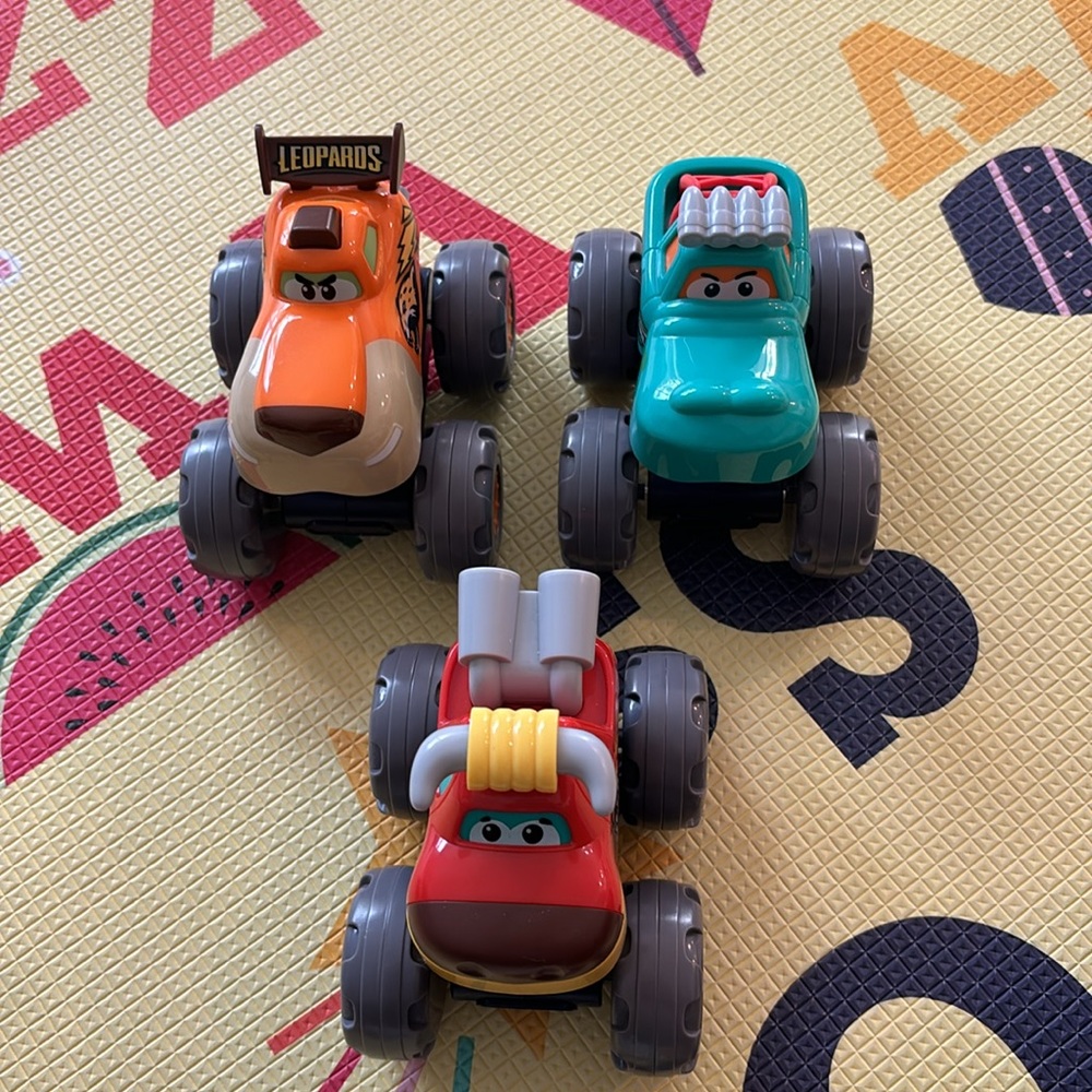 Monster Truck Toy Set - Orange, Teal, Red